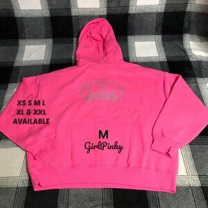 VS PINK CARMINE ROSE FULL ZIP HOODIE WITH BLING LOGO LIMITED EDITION SIZE MEDIUM